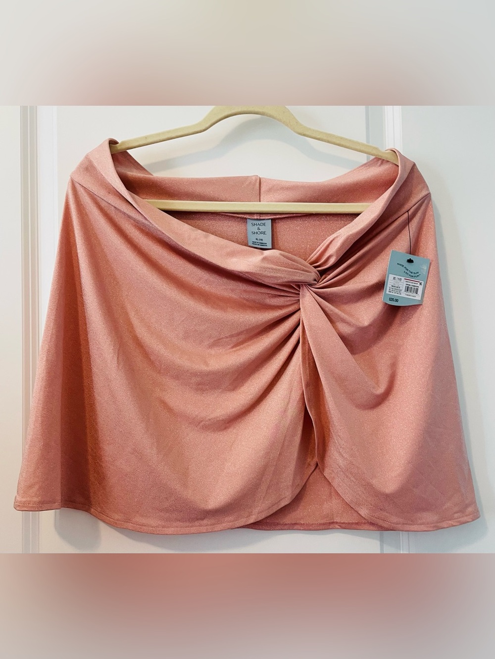 Shade & Shore Rose Pink Twist-Front Swim Coverup